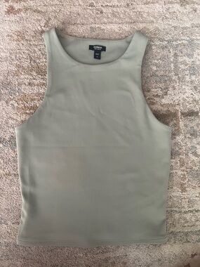 Express Soft Green Sleeveless Cropped Body Contour Tank Top